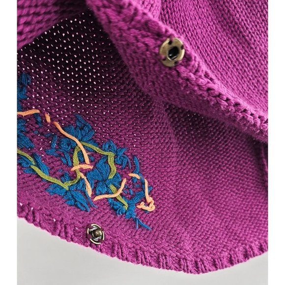Savannah girls knit sweater cardigan cape embroidered purple floral size small ( - Picture 4 of 5